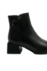 Imagine Botine damă cu toc masiv pătrat, negre, din piele naturală FNX21346