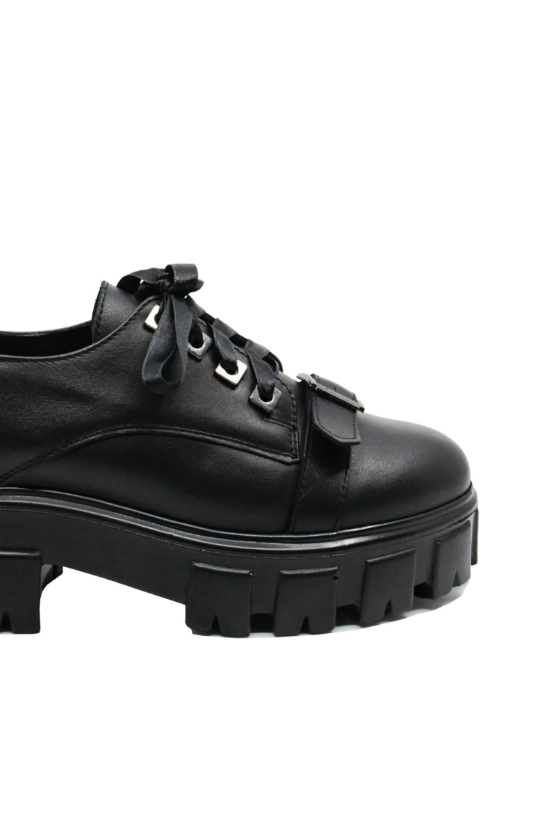 Imagine Pantofi damă cu talpa înaltă, negri, din piele naturală FLO112