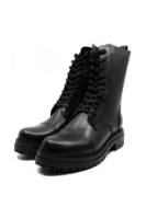 Imagine Ghete damă combat style, negre, din piele naturală CASP319