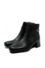 Imagine Botine negre din piele naturală, cu vârf pătrat și toc bloc RIK70973-00