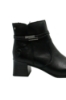 Imagine Botine negre din piele naturală, cu vârf pătrat și toc bloc RIK70973-00