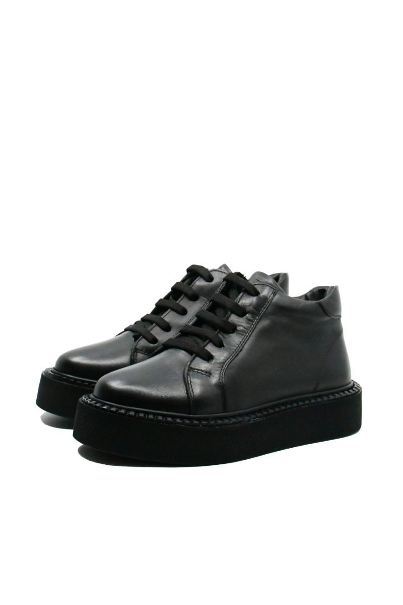 Imagine Ghete cu platformă, negre, din piele naturală CASP250