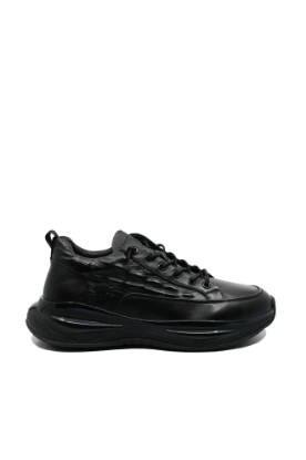 Imagine Teniși negri din piele naturală, cu model croco FLGM-5