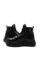 Imagine Ghete damă negre, cu șiret lung, din piele naturală CASP5751