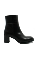 Imagine Botine negre din piele naturală, cu toc bloc și vârf pătrat CASP66350