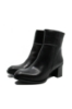 Imagine Botine negre din piele naturală, cu toc bloc și vârf pătrat CASP66350