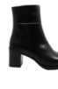 Imagine Botine negre din piele naturală, cu toc bloc și vârf pătrat CASP66350