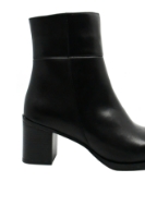 Imagine Botine negre din piele naturală, cu toc bloc și vârf pătrat CASP66350