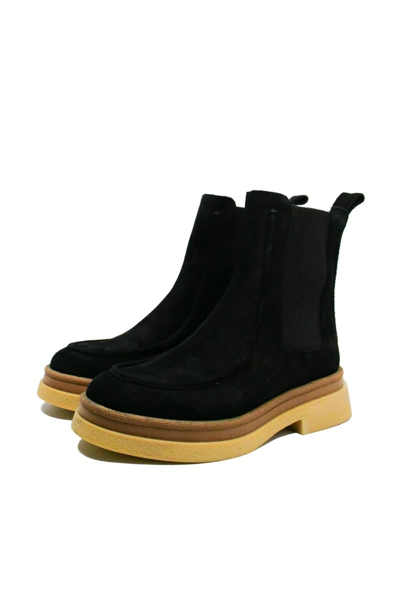 Imagine Ghete negre din piele întoarsă cu talpă contrast CASP1311