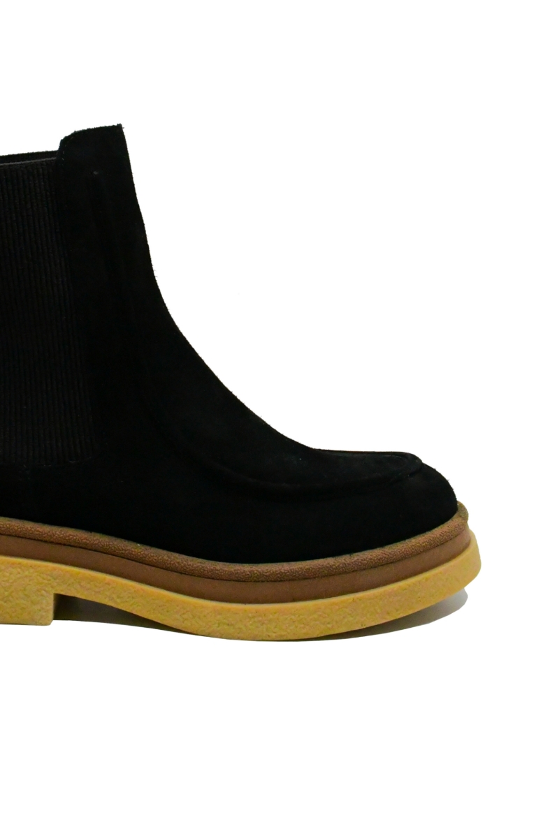 Imagine Ghete negre din piele întoarsă cu talpă contrast CASP1311