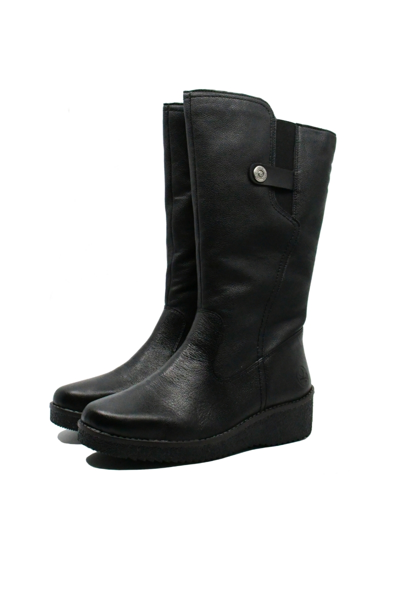 Imagine Cizme comode, negre, din piele naturală RIKY4655-00