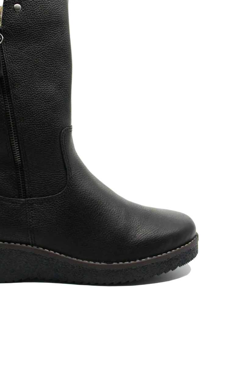 Imagine Ghete comode, negre, din piele naturală, cu fermoar metalic RIKY4653-00