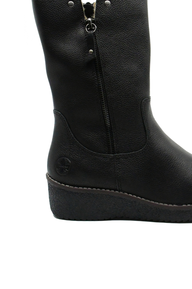 Imagine Ghete comode, negre, din piele naturală, cu fermoar metalic RIKY4653-00