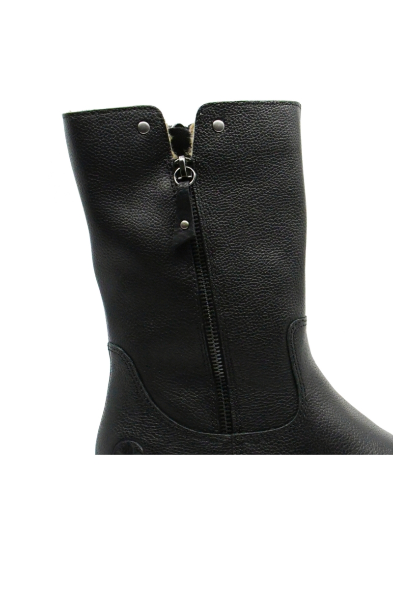 Imagine Ghete comode, negre, din piele naturală, cu fermoar metalic RIKY4653-00