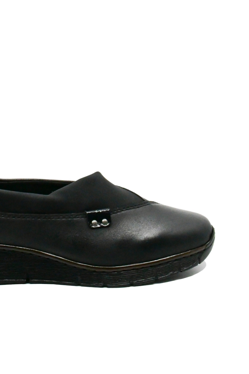 Imagine Pantofi negri din piele naturală, cu inserție elastică RIK53763-00