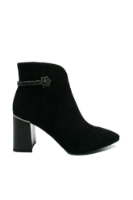 Imagine Botine negre din piele întoarsă, cu toc bloc și vârf ascuțit FLG2320