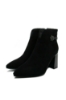 Imagine Botine negre din piele întoarsă, cu toc bloc și vârf ascuțit FLG2320