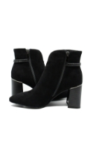 Imagine Botine negre din piele întoarsă, cu toc bloc și vârf ascuțit FLG2320