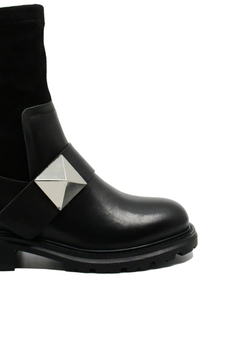 Imagine Ghete damă negre din piele naturală, cu carâmb moale FLG7023
