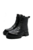 Imagine Ghete damă combat style, negre, din piele naturală FNX3991