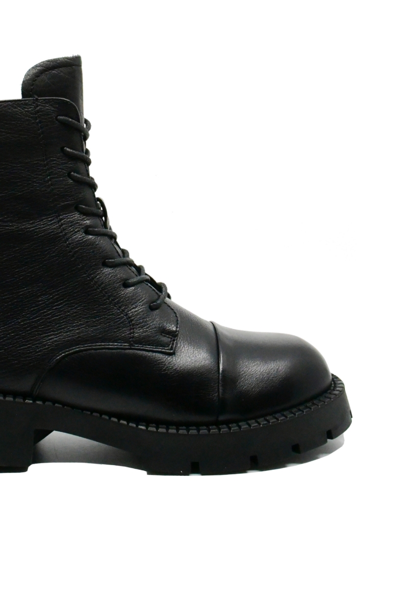 Imagine Ghete damă combat style, negre, din piele naturală FNX3991