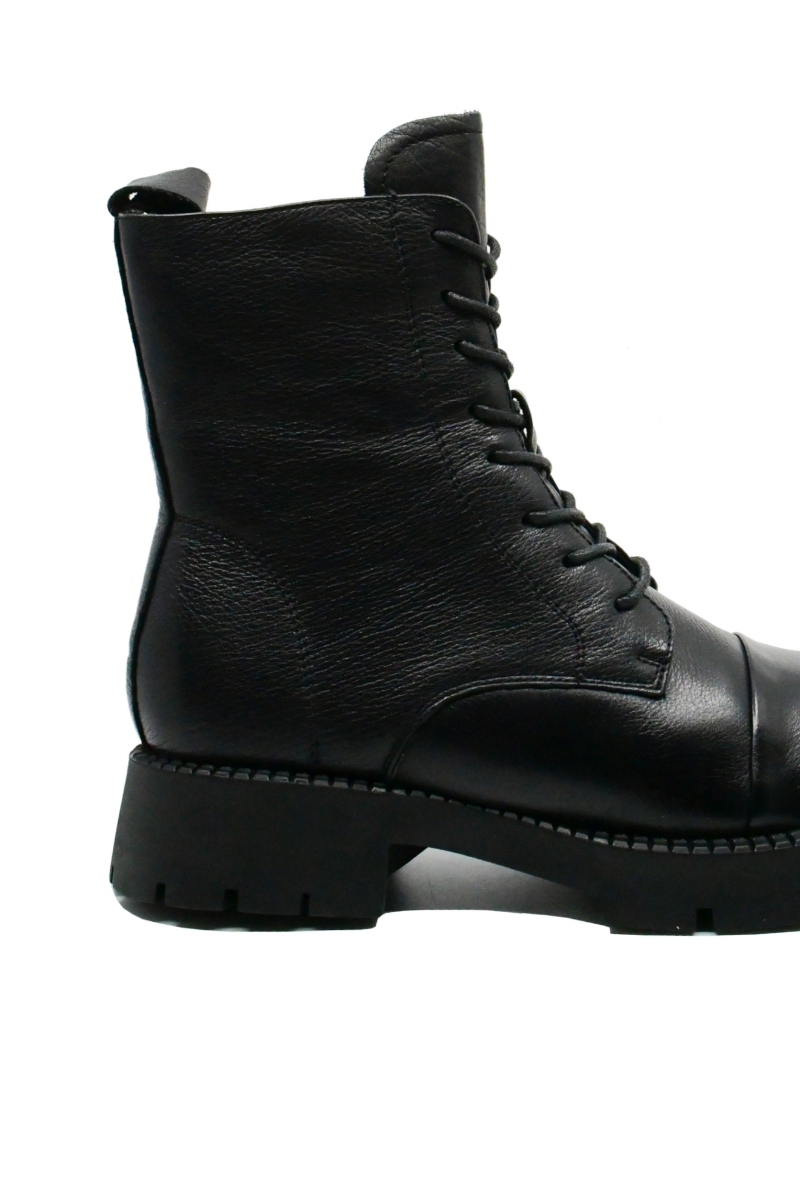 Imagine Ghete damă combat style, negre, din piele naturală FNX3991