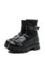 Imagine Ghete damă negre din piele naturală, cu aspect de loafer LF029