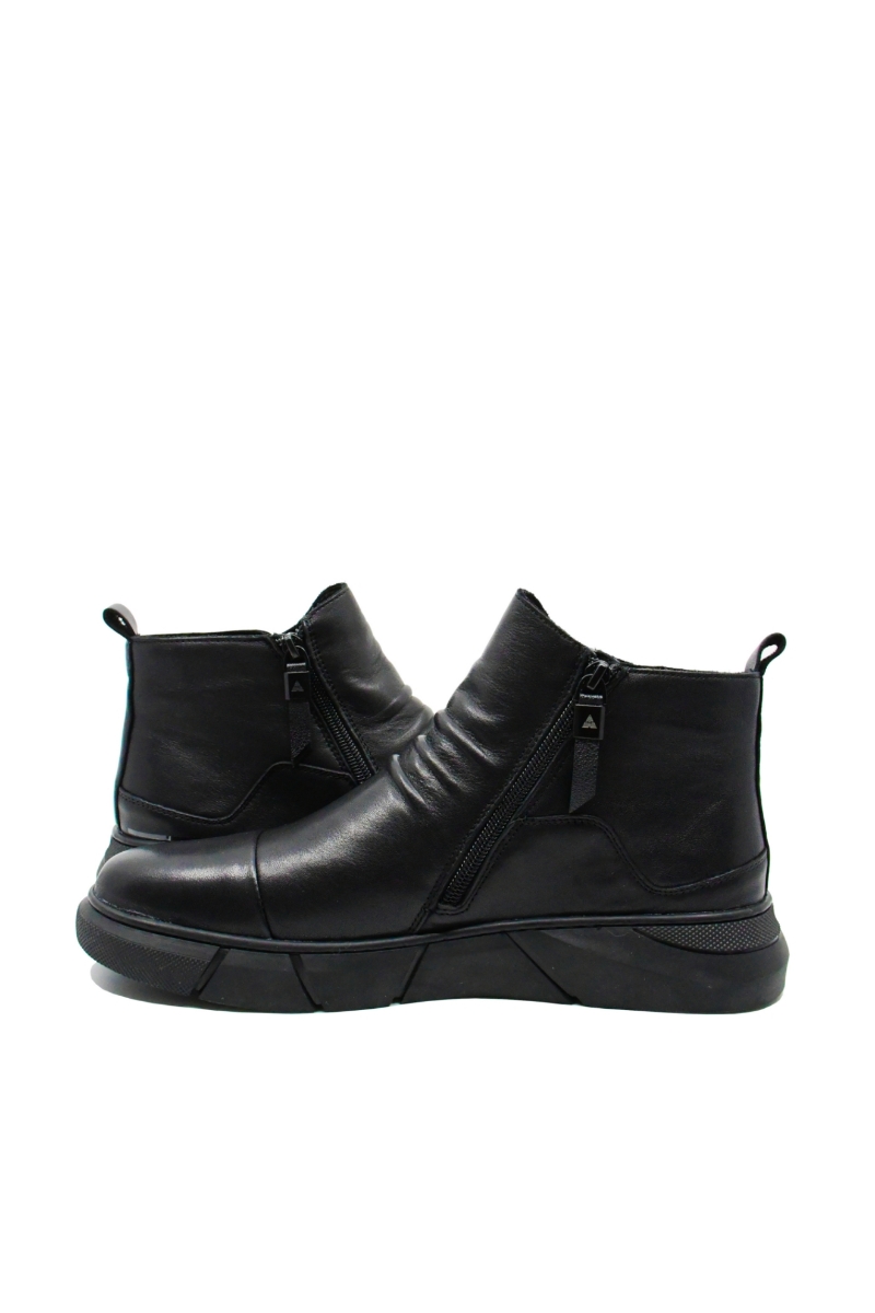 Imagine Ghete hi-top stilate, negre, din piele naturală FNXNH-04