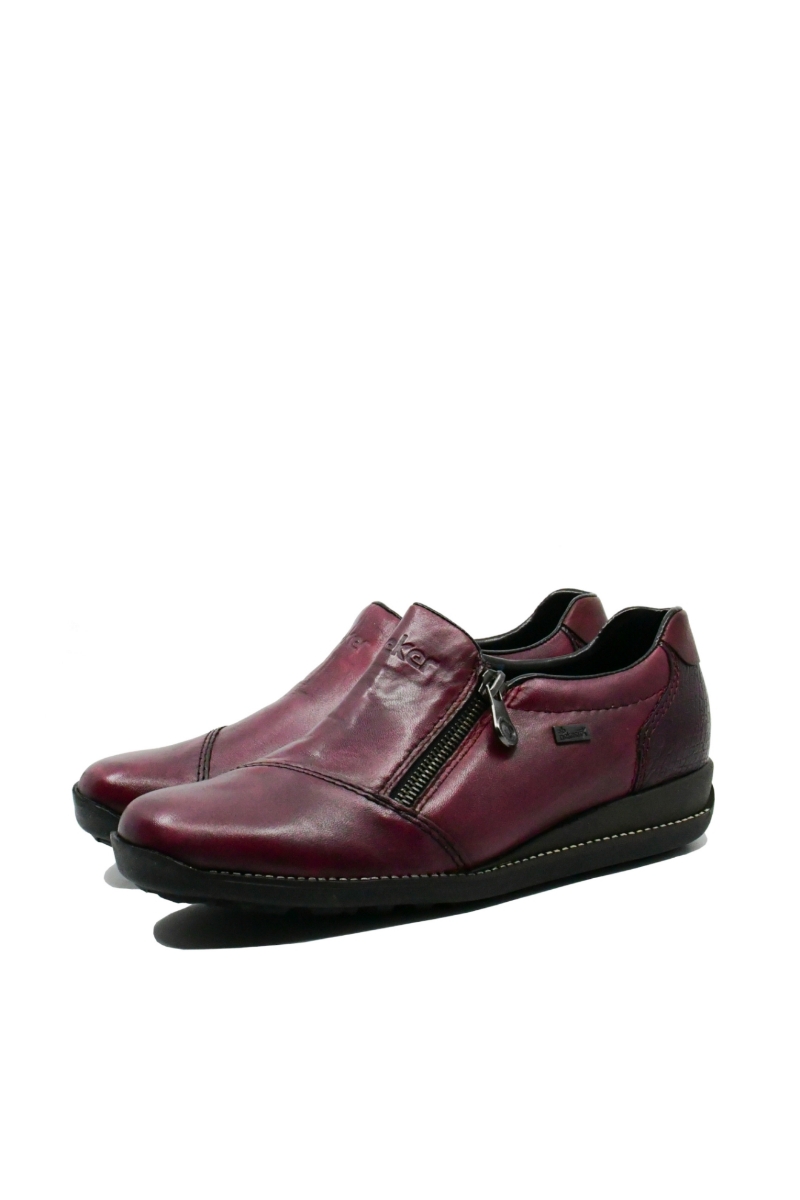 Imagine Pantofi comozi damă roșu grena din mix de piele naturală RIK44265-35