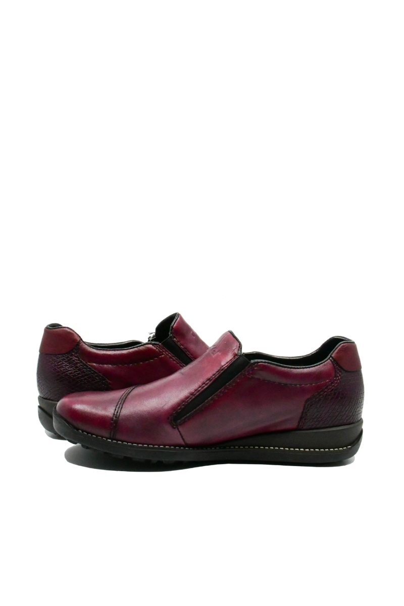 Imagine Pantofi comozi damă roșu grena din mix de piele naturală RIK44265-35
