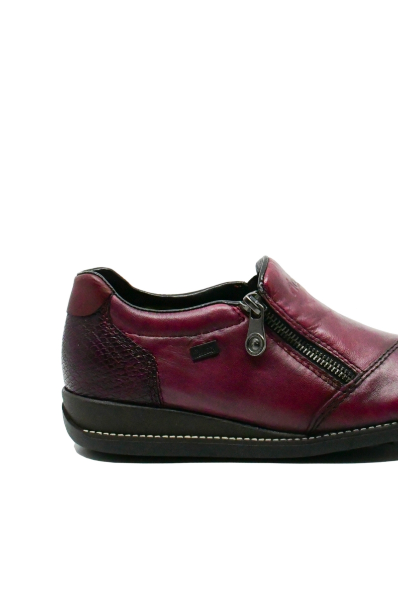 Imagine Pantofi comozi damă roșu grena din mix de piele naturală RIK44265-35
