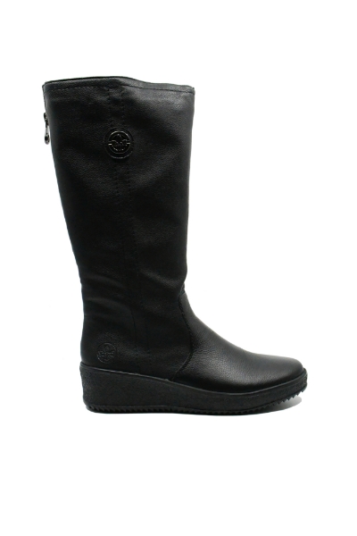 Imagine Cizme damă negre îmblănite, din mix de piele granulată