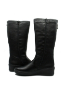 Imagine Cizme damă negre îmblănite, din mix de piele granulată