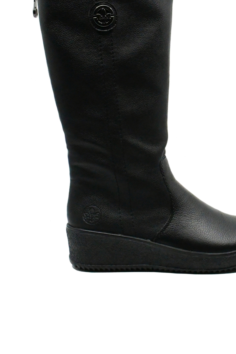 Imagine Cizme damă negre îmblănite, din mix de piele granulată