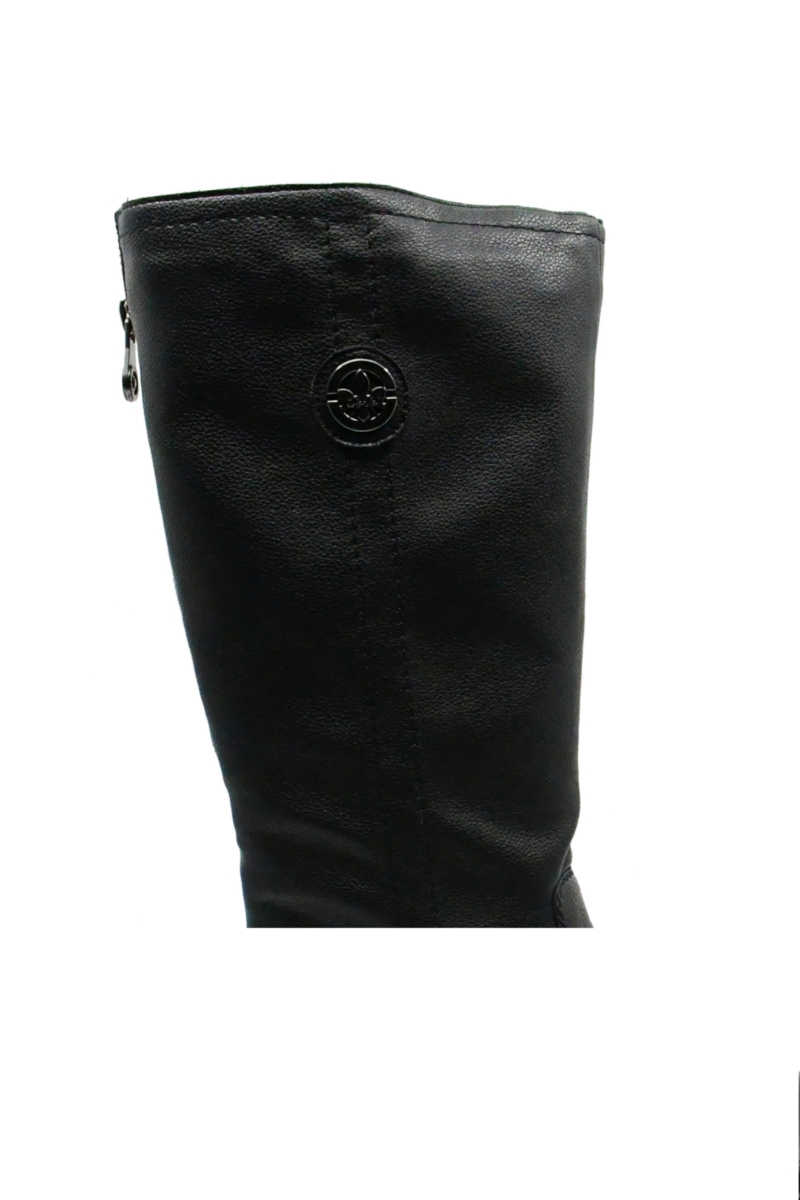 Imagine Cizme damă negre îmblănite, din mix de piele granulată