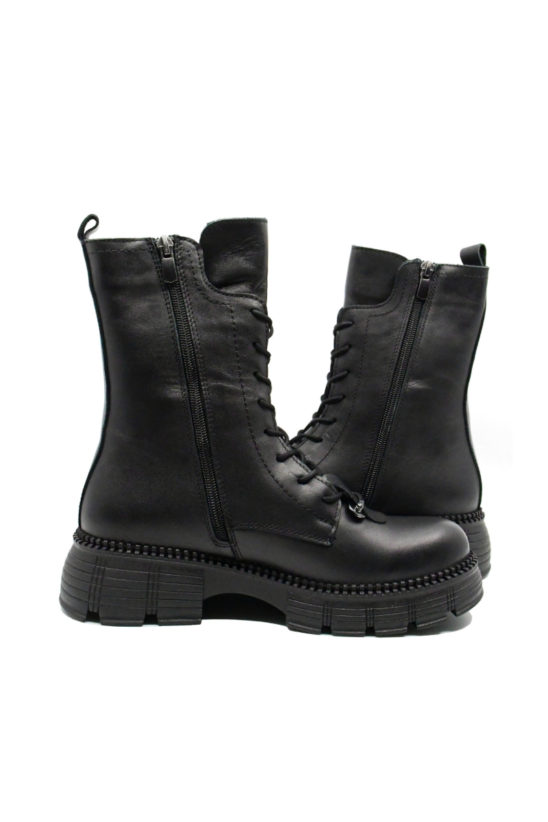 Imagine Ghete combat negre, din piele naturală MIR23653N