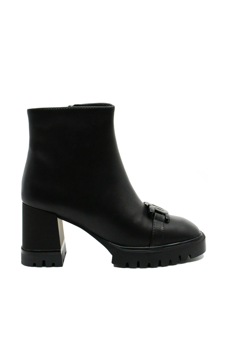 Imagine Botine cu talpa înaltă și toc bloc, negre din piele naturală OTR300003