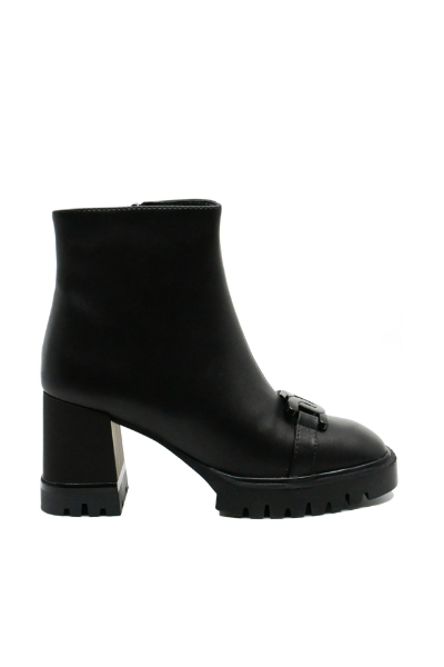 Imagine Botine cu talpa înaltă și toc bloc, negre din piele naturală OTR300003