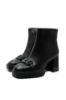 Imagine Botine cu talpa înaltă și toc bloc, negre din piele naturală OTR300003