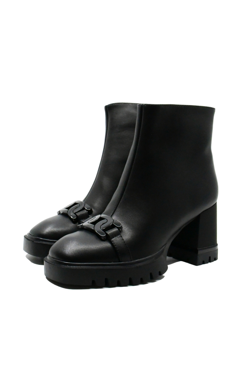 Imagine Botine cu talpa înaltă și toc bloc, negre din piele naturală OTR300003