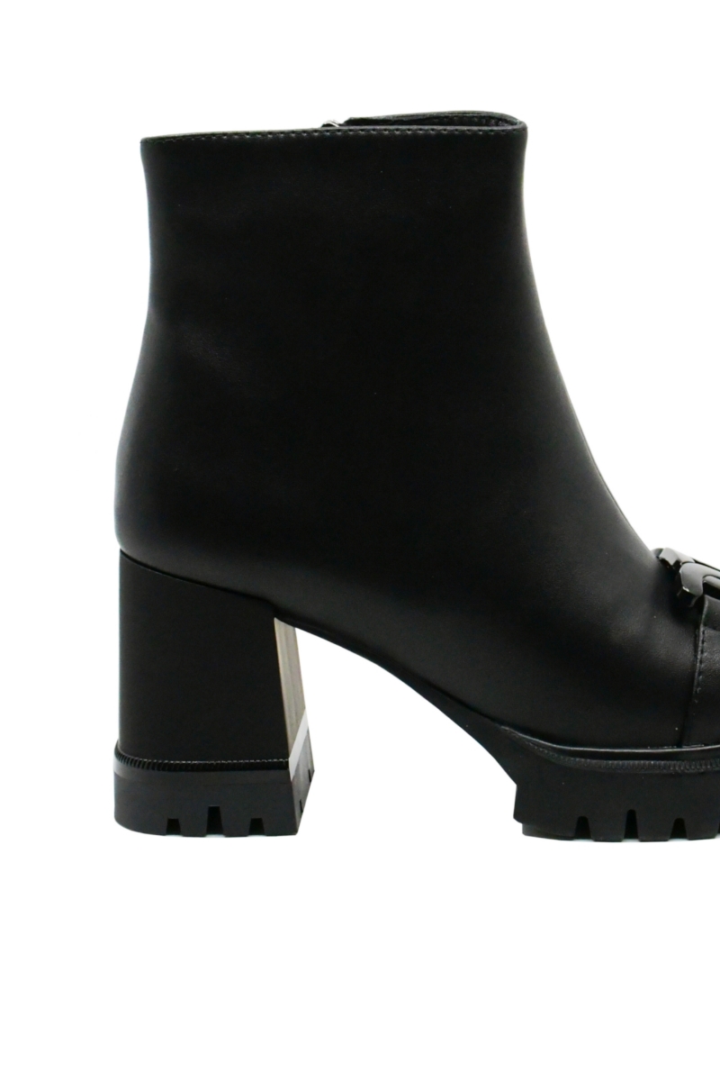 Imagine Botine cu talpa înaltă și toc bloc, negre din piele naturală OTR300003