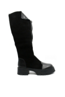 Imagine Cizme înalte, cu fermoar în față, negre, din piele întoarsă OTR300009
