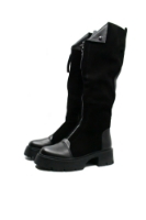 Imagine Cizme înalte, cu fermoar în față, negre, din piele întoarsă OTR300009