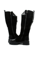 Imagine Cizme înalte, cu fermoar în față, negre, din piele întoarsă OTR300009