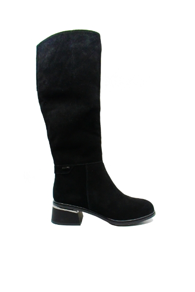 Imagine Cizme damă elegante, negre, din piele întoarsă OTR30010