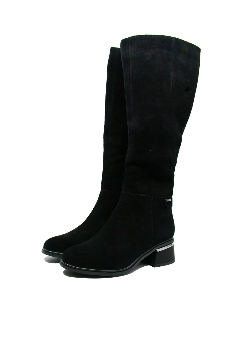 Imagine Cizme damă elegante, negre, din piele întoarsă OTR30010