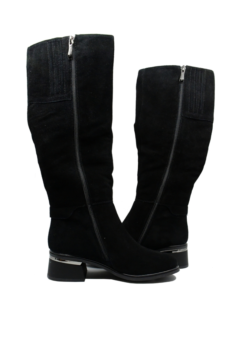 Imagine Cizme damă elegante, negre, din piele întoarsă OTR30010