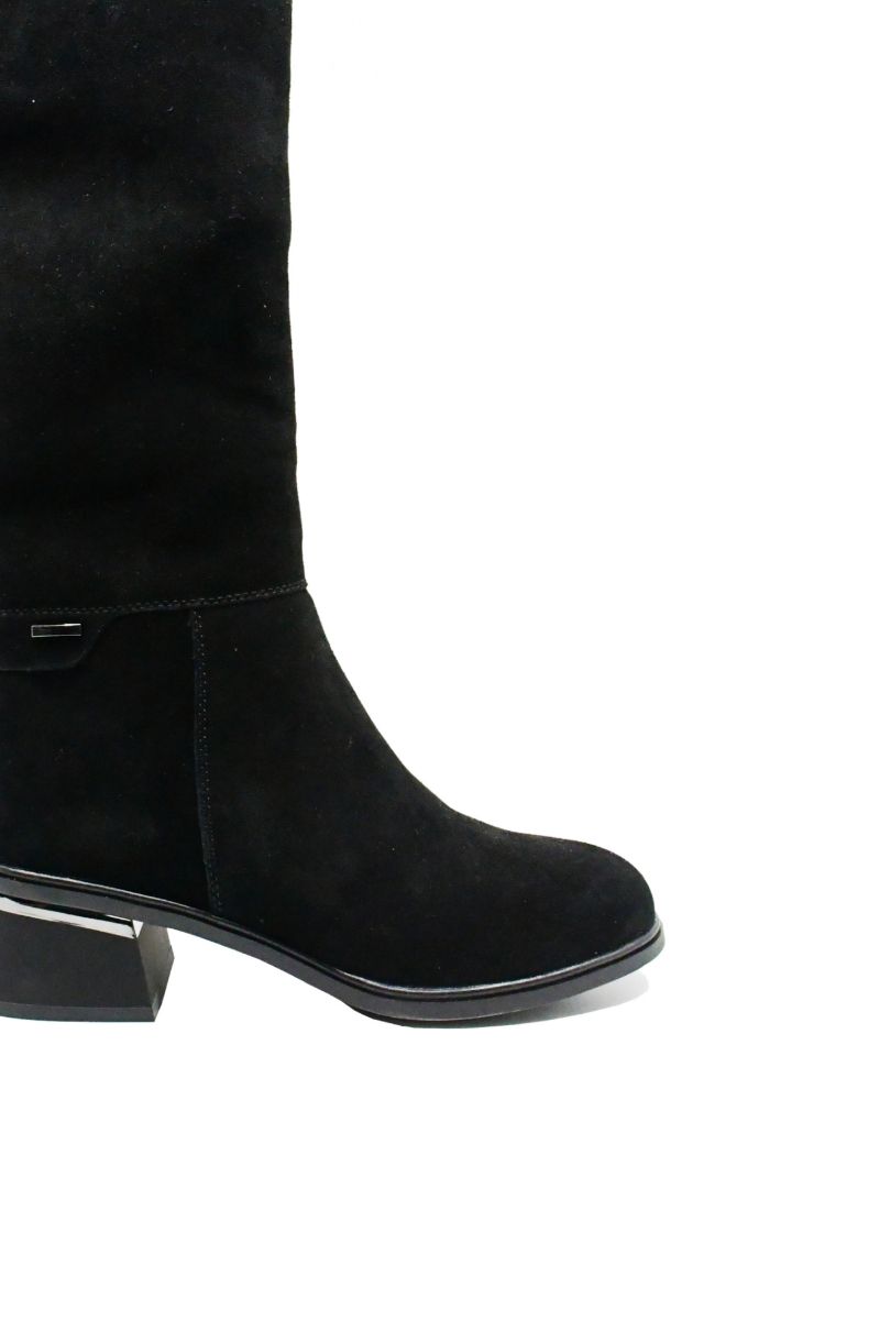 Imagine Cizme damă elegante, negre, din piele întoarsă OTR30010