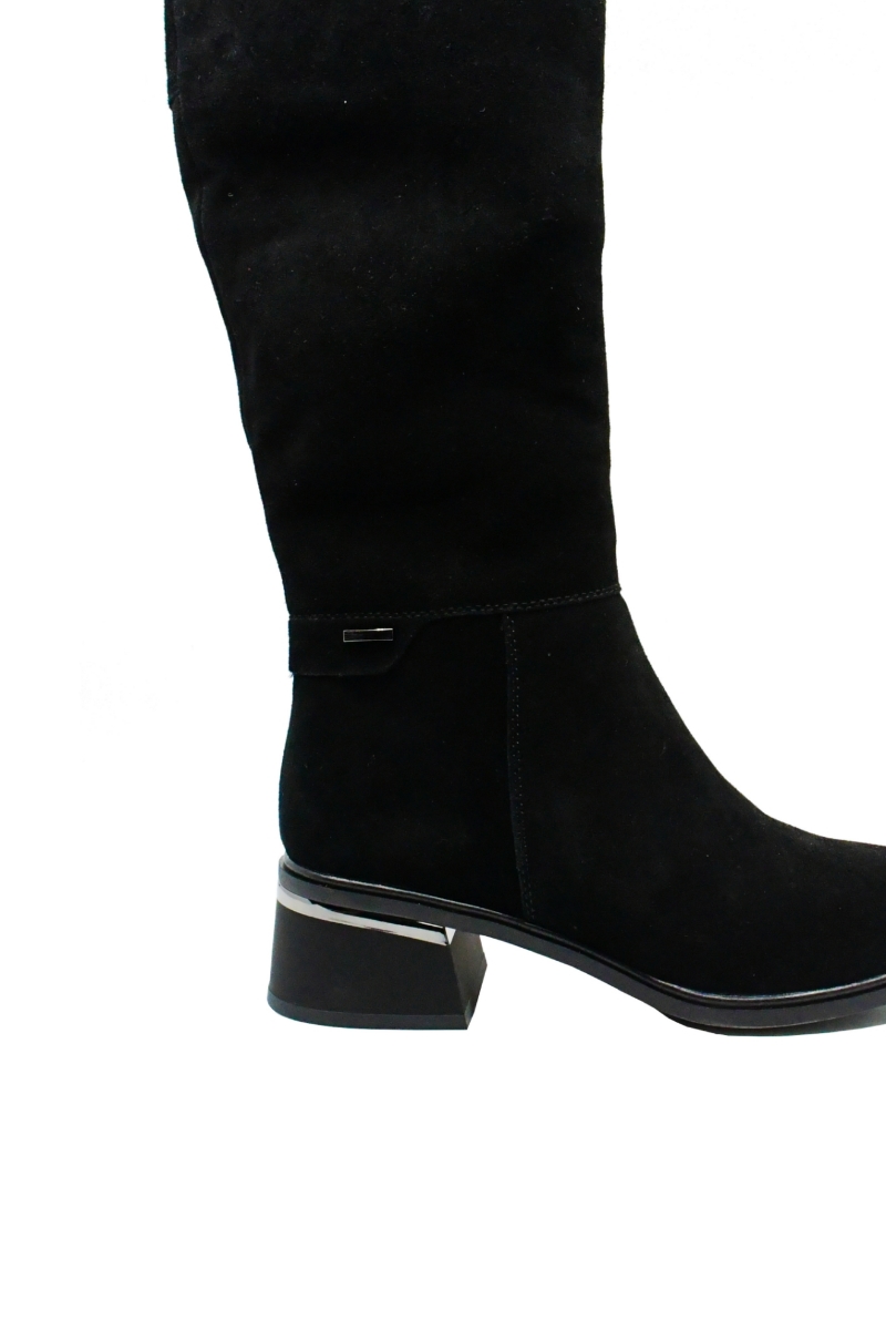 Imagine Cizme damă elegante, negre, din piele întoarsă OTR30010