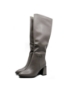 Imagine Cizme moderne cu toc bloc, din piele naturală, kaki deschis FLG2353